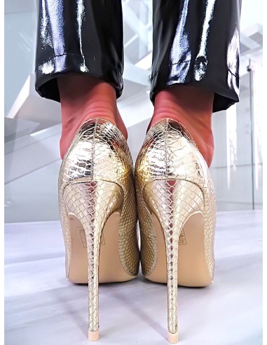 Lu Boo Original Stiletto High Heels Pointy Pumps Gold