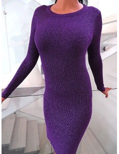 Manosque Original Designer Bodycon Stretch Dress Purple