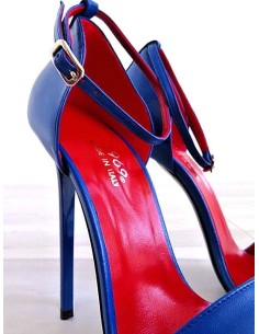 1969 Made in Italy Stiletto High Heels Pigalle Style Leather Sandals Blue