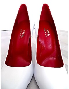 1969 Made in Italy Stiletto High Heels Pigalle Style Leather Pumps X23 White