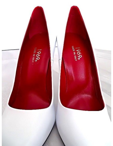 1969 Made in Italy Stiletto High Heels Pigalle Style Leather Pumps X23 White