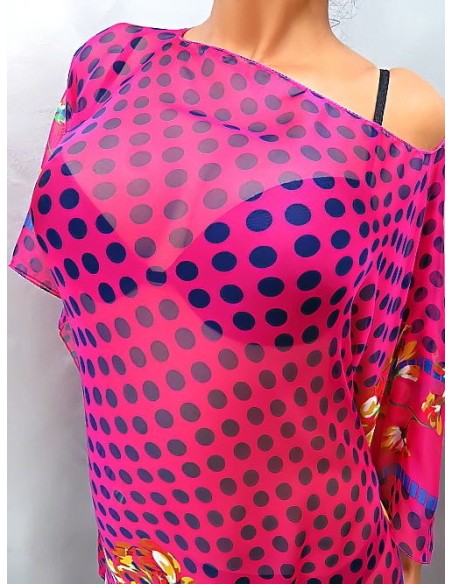 Fashion Designer Bright & Soft Silk Poncho Dress Tunic Top