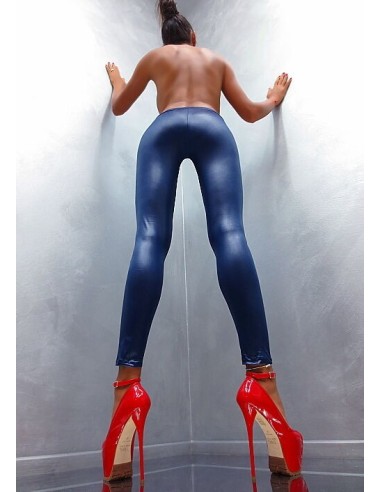 Miss Nora Original Stretch Classic Shiny Leggings Blue