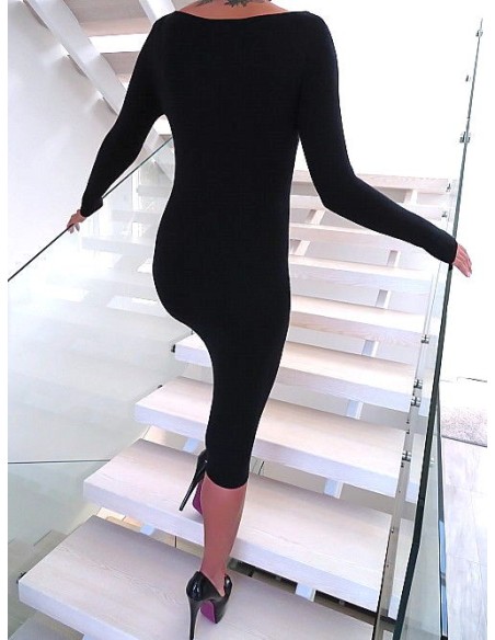 Jean Louis Francois Designer Bodycon Classic Stretch Dress Black