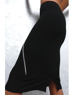 Last Girl Original Stretch Pencil Zip Skirt Black