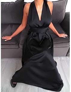 HDL Fashion Original Made in Italy Long Evening Dress Black