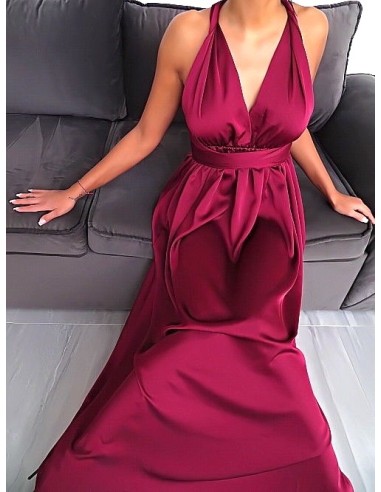 HDL Fashion Original Made in Italy Long Evening Dress Red Wine