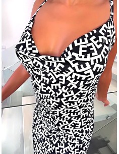 Made in Italy Original Stretch Dress Black White