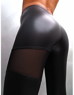 Oemen Original Wet Look See Through Designer Leggings Black