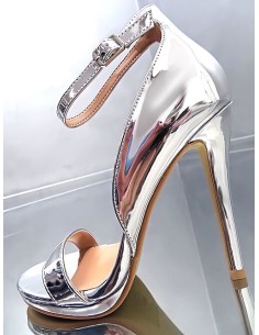 Tulipano Original Designer High Heels Platform Sandals Silver