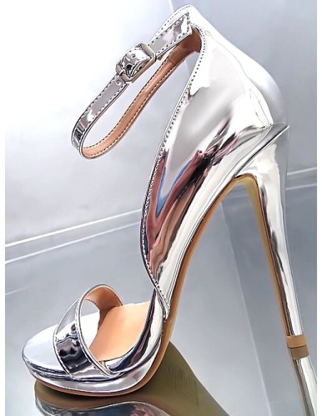 Tulipano Original Designer High Heels Platform Sandals Silver