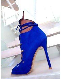 Tulipano Original Designer High Heels Corset Ankle Boots Blue