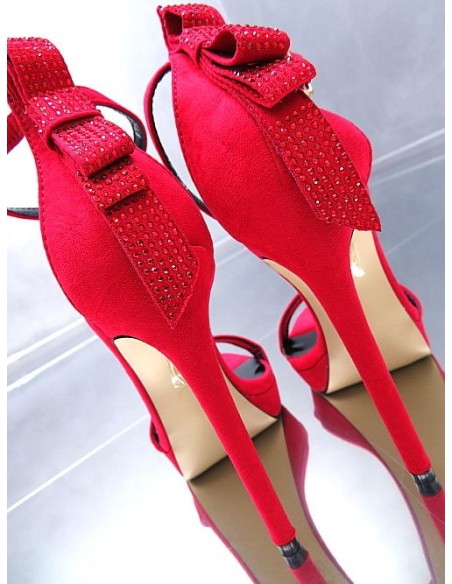 Tulipano Original Designer High Heels Platform Strass Sandals Red