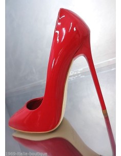 1969 Made in Italy Stiletto High Heels Pigalle Style Leather Pumps Red 35