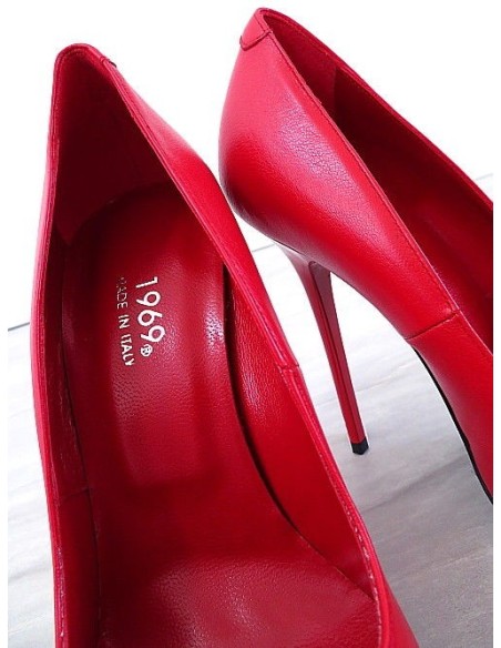 1969 Made in Italy Stiletto High Heels Anouk Style Leather Pumps Red