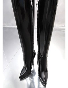 1969 Made in Italy Patent Leather Stiletto High Heels Pigalle Boots Black 35