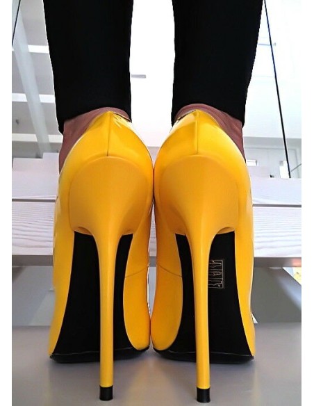 1969 Made in Italy Stiletto High Heels Anouk Style Leather Pumps Yellow