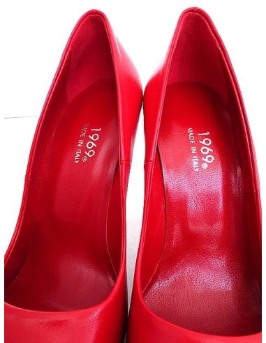 1969 Made in Italy Stiletto High Heels Pigalle Style Leather Pumps Red 35