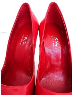 1969 Made in Italy Stiletto High Heels Pigalle Style Leather Pumps Red 38