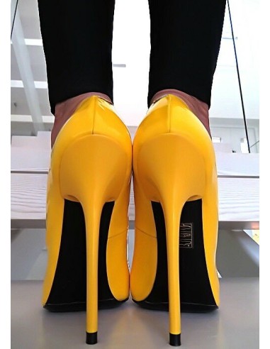 1969 Made in Italy Stiletto High Heels Anouk Style Leather Pumps Yellow 36