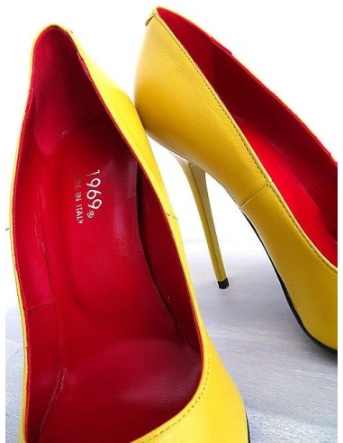 1969 Made in Italy Stiletto High Heels Anouk Style Leather Pumps Yellow 37