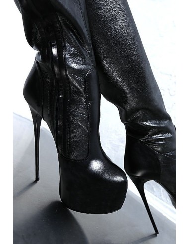 1969 Made in Italy Stiletto High Heels AST Style Platform Stretch Boots Black