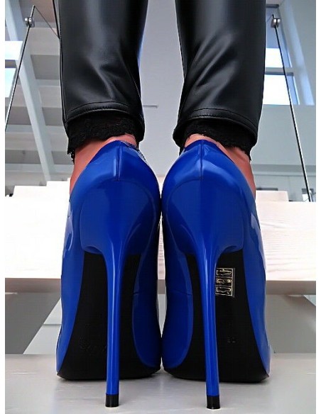 1969 Made in Italy Stiletto High Heels Anouk Style Leather Pumps Blue 35