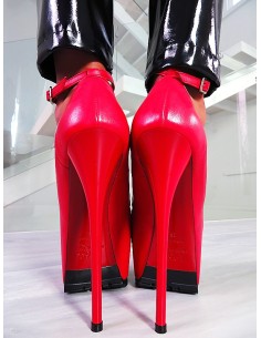 1969 Made in Italy Stiletto High Heels DS Style Platform Leather Pumps Red 42