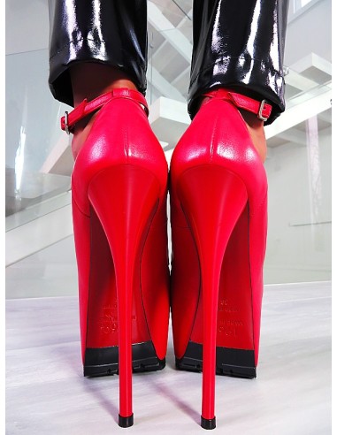 1969 Made in Italy Stiletto High Heels DS Style Platform Leather Pumps Red 42