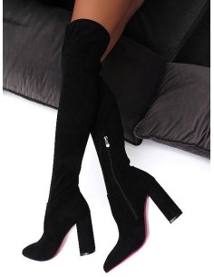 Diamantique Original High Heels Overknee OTK Stretch Boots Black 38