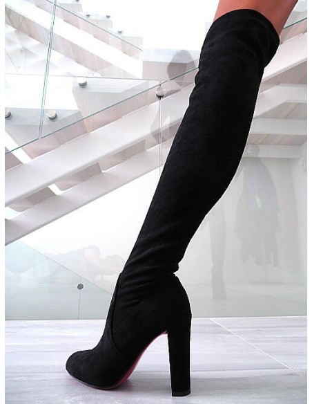 Diamantique Original High Heels Overknee OTK Stretch Boots Black 37