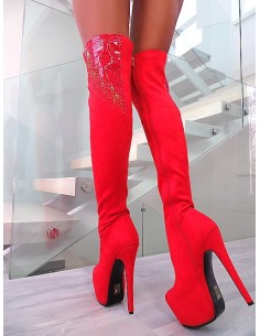 Sergio Todzi Original High Heels Overknee OTK Platform Boots Red 36