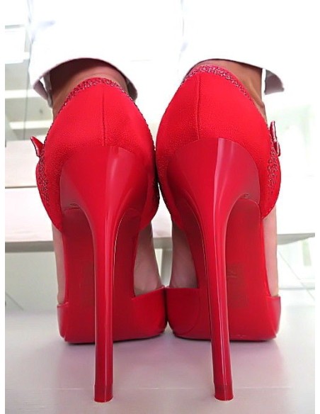 Diamantique Original High Heels Crystals Pumps Red 37