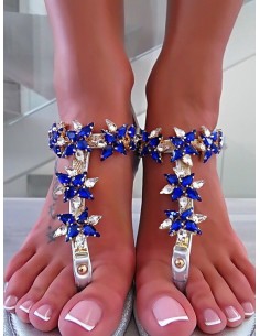 Mellisa Original Designer Sandals Crystals Blue 37