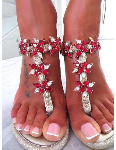 Mellisa Original Designer Sandals Crystals Red 37