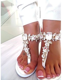 Mellisa Original Designer Sandals Crystals Silver 37