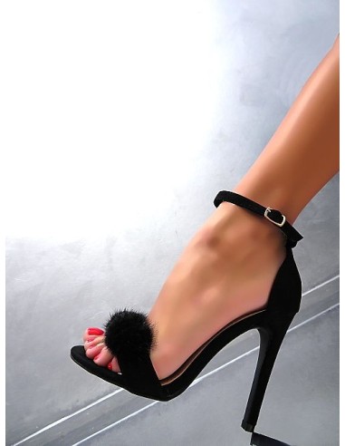 Fiori & Spine Original High Heels Fur Sandals Black 35