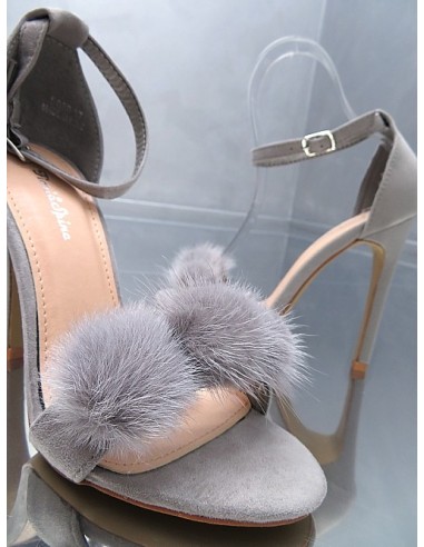 Fiori & Spine Original High Heels Fur Sandals Grey 37