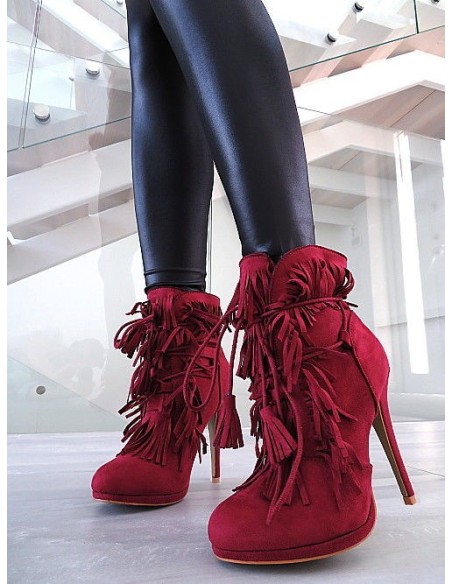 Bellamica Original High Heels Corset Platform Boots Red 38