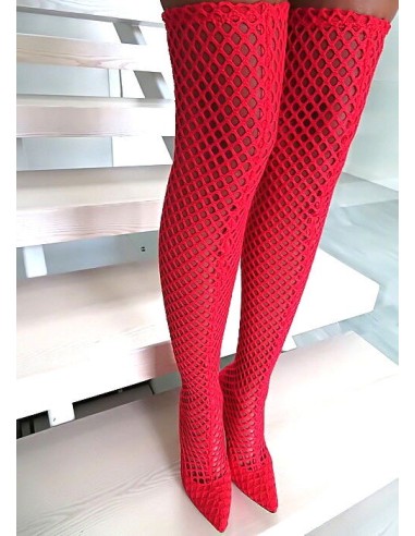 Tulipano Original High Heels OTK Overknee Stretch Stockings Boots Red 36