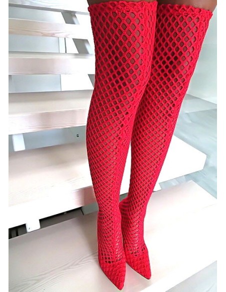 Tulipano Original High Heels OTK Overknee Stretch Stockings Boots Red 36