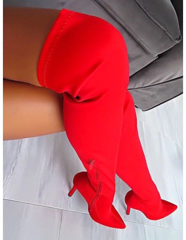 Tulipano Original High Heels OTK Overknee Stretch Boots Red 36