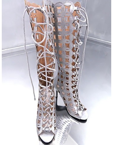 Fiori & Spine Original High Heels Corset Boots Silver 35