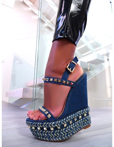 Lavie Original High Heels Wedge Platform Sandals Denim 37