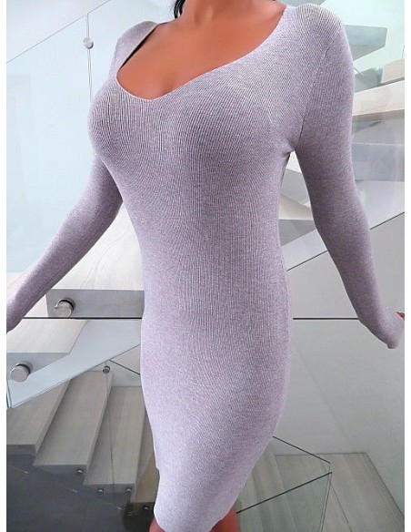 Jean Louis Francois Original Stretch Bodycon Dress Grey S/M