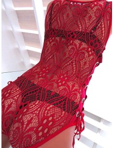 Jean Louis Francois Original Designer Stretch Lace Corset Body Red Wine S/M