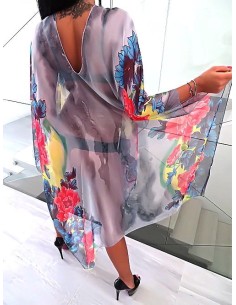 Fashion Designer Bright & Soft Silk Poncho Dress Tunic Top One Size