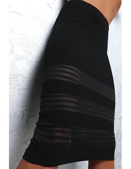 Last Girl Original See Through Stretch Pencil Skirt Black S