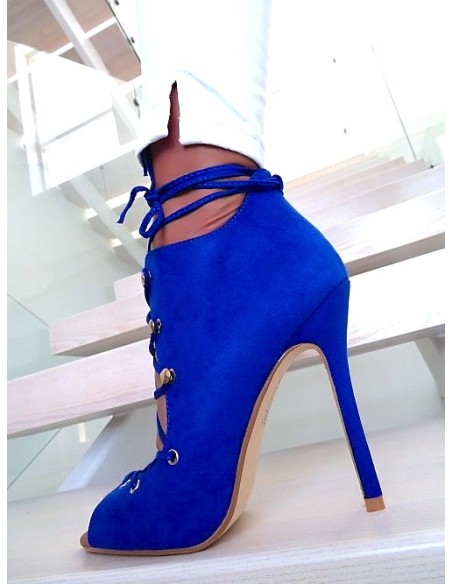 Tulipano Original Designer High Heels Corset Ankle Boots Blue 35