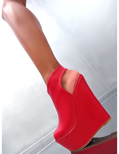 Tulipano Original Designer Wedge High Heels Ankle Boots Red 36